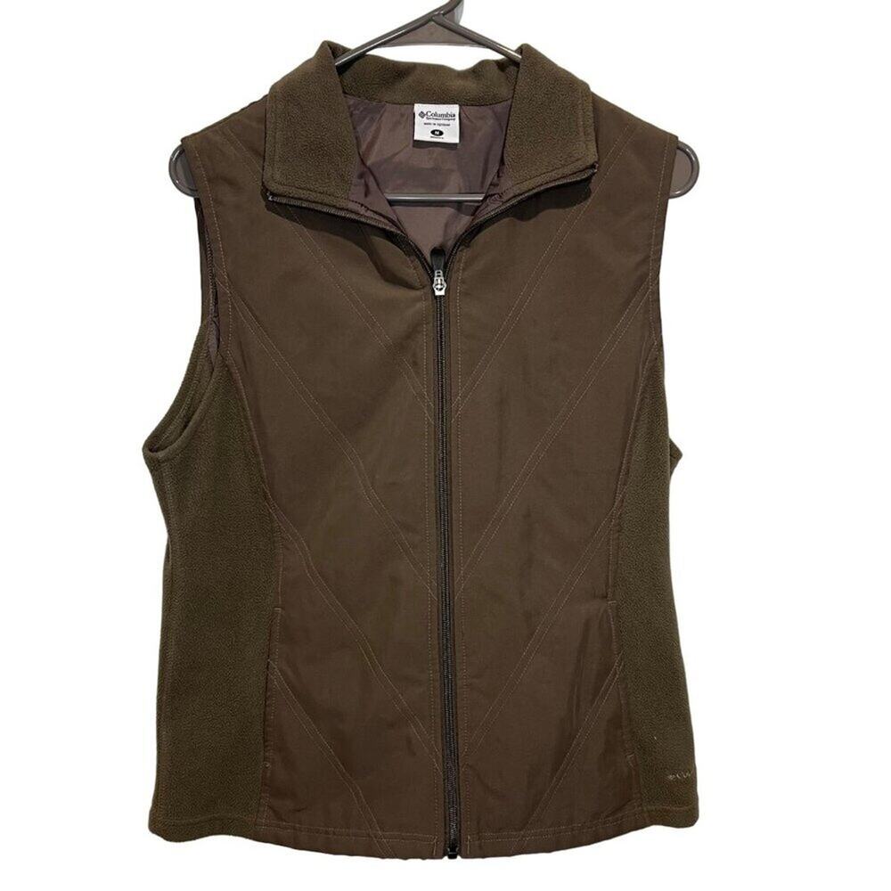 Columbia Womens M Brown Quilted Fleece Lined Full Zip Vest